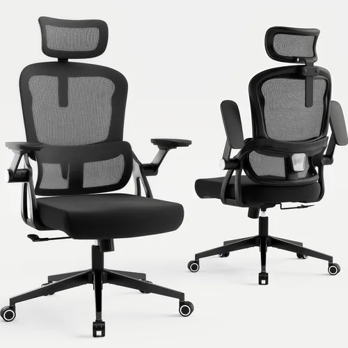 Vista 8 de Silla de oficina ergonómica, sillas de escritorio cómodas de 350 libras con reposacabezas ajustable y soporte de espalda lumbar, sillas