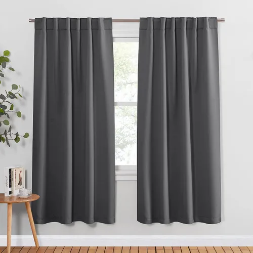 Vista 113 de PONY DANCE Cortinas cortas con aislamiento térmico para ventana pequeña, para guardería, baño, cocina, lavandería, caravana, sótano, 29 pulgadas