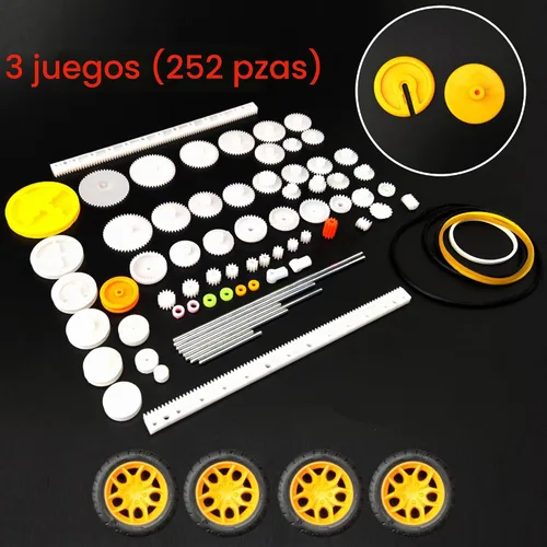 Vista 3 de EUDAX Kit de 18 motores de corriente continua, mini motor eléctrico de 1.5-3 V 24000 RPM con 252 engranajes de plástico, 2 soportes de batería AA