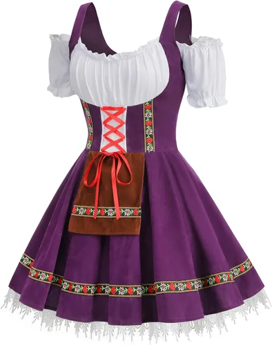 Vista 2 de GRAJTCIN - Disfraz de Oktoberfest para mujer, vestido bávaro alemán de terciopelo para carnaval de Halloween