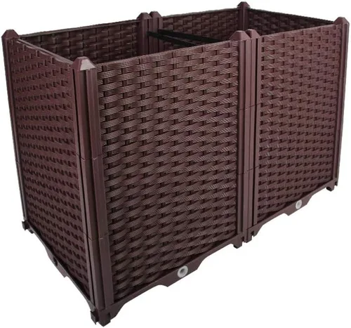 Vista 20 de BAOYOUNI - Juego de jardinera cuadrada para interiores o exteriores, maceta de plástico, caja de cultivo para verduras frescas, hierbas, flores