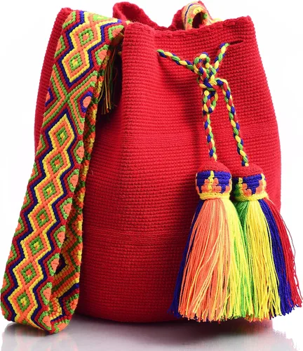 Vista 3 de Wayuu Classic Boho Collection - Bolso de mano tejido de ganchillo para playa