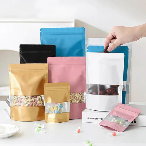 Vista 6 de 100 bolsas a prueba de olores de 4 pulgadas, bolsas resellables con ventana transparente, bolsa de papel de aluminio, bolsas sellables para embalaje