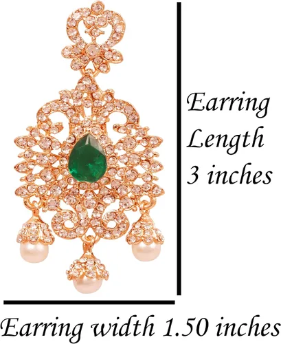 Vista 4 de Touchstone Aretes colgantes de filigrana fina india de Bollywood Royal para mujer.