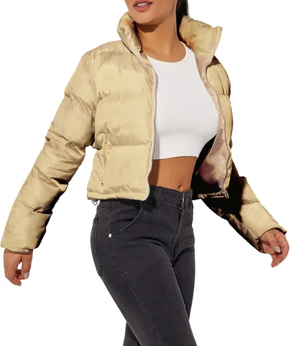 Vista 2 de Chaqueta corta para mujer, chaqueta de moda para mujer, abrigo ligero cálido para invierno