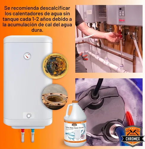 Vista 7 de Chromex - Solución para desincrustar calentadores de agua sin tanque Desincrustante altamente efectivo, 1 galón