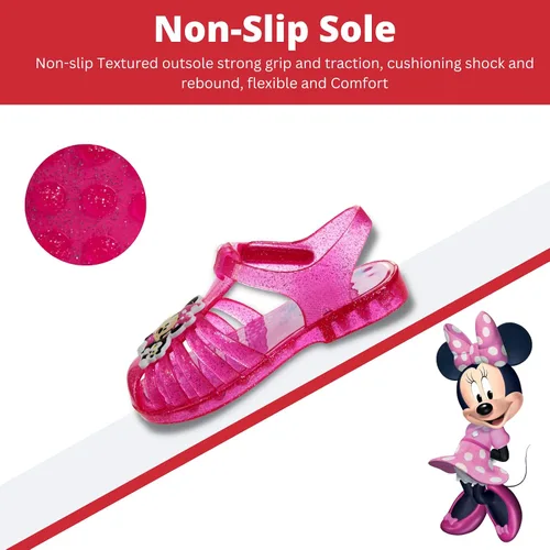 Vista 4 de Disney Sandalias de gelatina de personajes favoritos para niñas, sandalias de ballet de verano para playa (rosaazul) (bebéniño pequeño)
