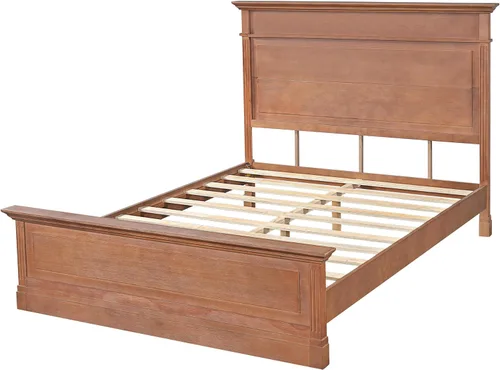 Vista 6 de Merax Marco de cama rústico de madera maciza tamaño Queen, cama de plataforma de granja con cabecera de 53.5 pulgadas de alto, marco de cama