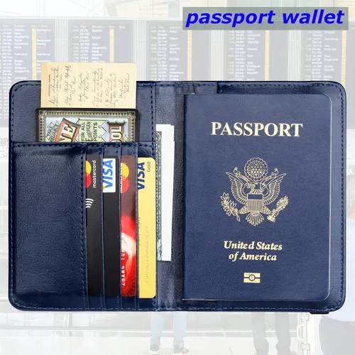 Vista 3 de Herain Soporte para pasaporte, cartera para pasaporte, funda para pasaporte, accesorios de viaje, funda de metal para pasaporte, libro de pasaporte