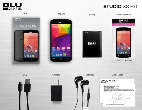 Vista 8 de Smartphone desbloqueado BLU Studio X8 HD - 5.0 pulgadas GSM, Negro