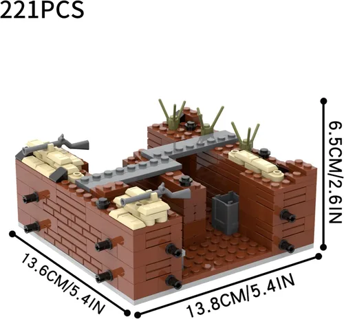 Vista 2 de WW2 Charge Point - Juego de bloques de construcción militares (221 piezas) adecuado para acción militar, minifiguras de combate, escenarios