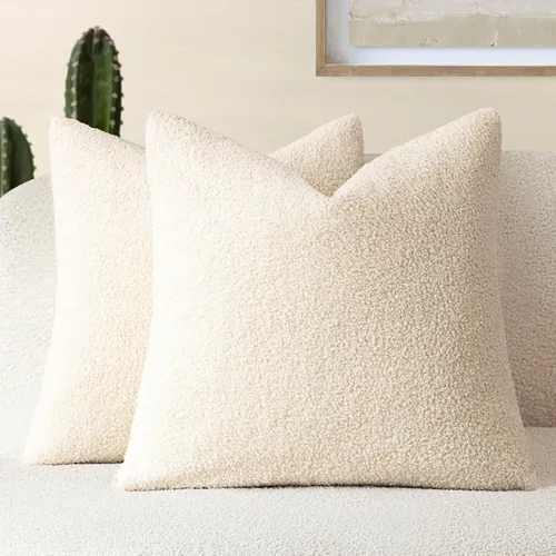 Vista 8 de Foindtower Paquete de 2 fundas de cojín decorativas de pelo sintético rizado, suave y mullida, con cremallera, acogedora funda de almohada