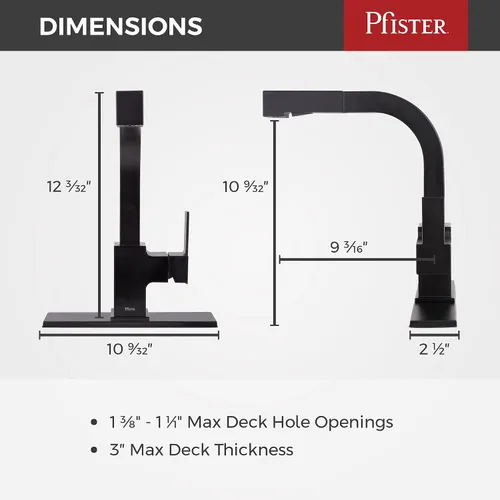 Vista 3 de Pfister Arkitek Grifo de cocina con rociador extraíble, manija única, arco alto, acabado negro mate, LG534LPMB