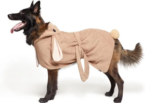 Vista 13 de BARKBOX - Albornoz para perros, tamaño mediano Toalla de baño de microfibra de secado rápido, cierre de velcro y lazo envolvente, lavable a