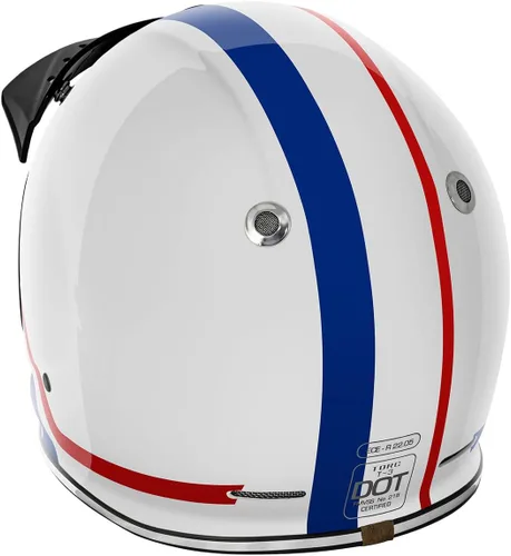 Vista 3 de TORC T3/Baja - Casco de motocicleta de fibra de vidrio retro clásico de cara completa con aprobación DOT y ECE Lealtad blanca brillante