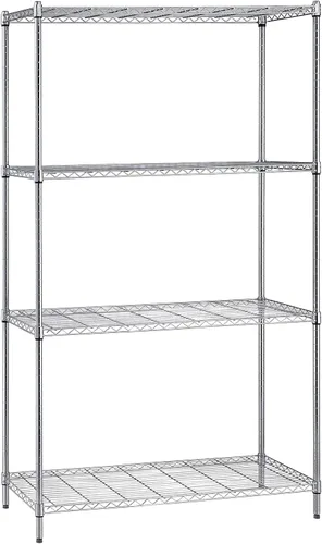 Vista 48 de Quantum Storage Systems kit para principiantes para unidad de librero de 4 niveles, de 54 pulgadas de alto, en alambre, con acabado en cromado