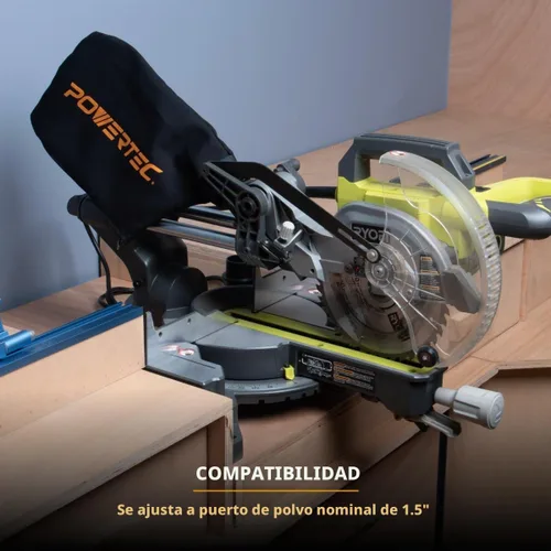 Vista 7 de POWERTEC Bolsa colectora de polvo para sierra ingletadora de 7-1/4 pulgadas, 8-1/2 pulgadas, se adapta a puertos de polvo nominales de 1-1/2