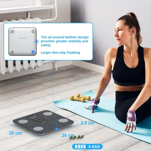 Vista 13 de Báscula inteligente para peso corporal: pantalla retroiluminada grande, báscula de peso de baño ultra precisa con 15 métricas de composición