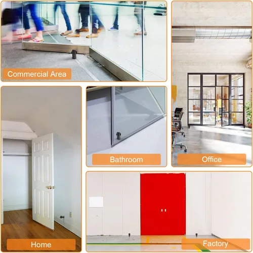 Vista 7 de Tope de puerta de piso de 2.5 pulgadas, cilíndrico negro, topes de puerta de goma modernos comerciales decorativos para puerta, protector de pared