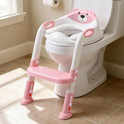 Vista 22 de SKYROKU - Asiento de entrenamiento para ir al baño, con escalera, para niños y niñas, cómodo y seguro con almohadillas antideslizantes