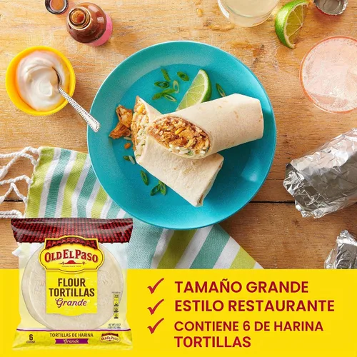 Vista 4 de Old El Paso Tortillas de harina grande estilo restaurante, 6 unidades (paquete de 5)