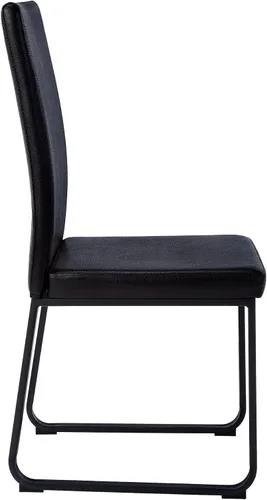Vista 7 de Monarch Specialties I 1106 - Juego de 2 sillas de comedor, tapizadas, para cocina, comedor, aspecto de piel sintética, metal, negro, contemporánea