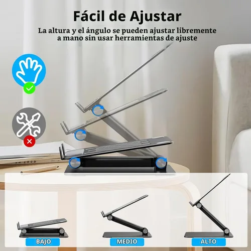 Vista 3 de Tonmom Soporte ajustable para computadora portátil, elevador plegable