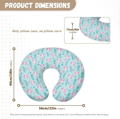 Vista 4 de Funda de almohada de alimentación de ajolote azul, funda de almohada de lactancia materna con margaritas para niñas recién nacidas, funda