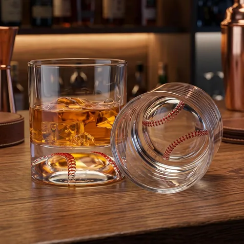 Vista 7 de The Wine Savant Vaso de whisky de béisbol – Vaso de whisky de 12 onzas para cualquier ocasión, regalos de béisbol, fiesta temática de béisbol, juego