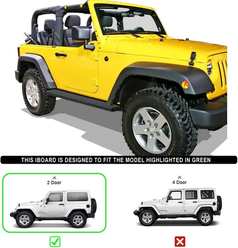 Vista 2 de iBoard estribos para Jeep Wrangler Sport Utility 2007-2017, 2 puertas, Negro