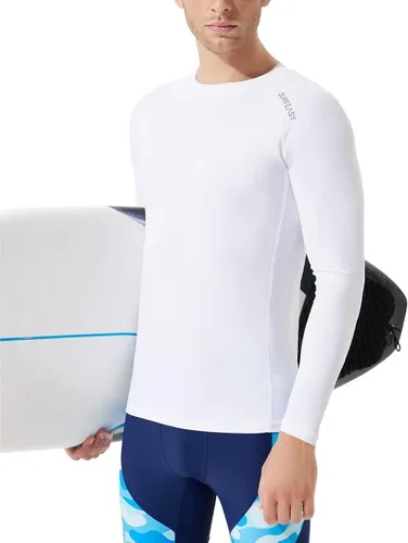 Vista 3 de SURFEASY Men's Rash Guard Swim Shirt Long & Short Sleeve, UPF 50+ Sun Protection Quick Dry Rashguard