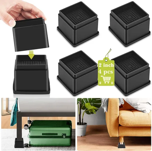 Vista 18 de Paquete de 12 elevadores de muebles de 1, 2 o 3 pulgadas, elevadores de cama ajustables resistentes para mesa, escritorio, sofá, silla, gabinete