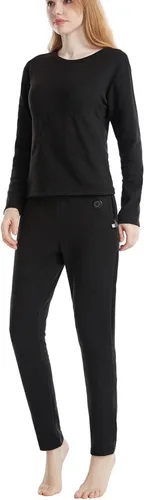 Vista 3 de Conjunto de ropa interior térmica para mujer, camisa térmica y pantalones cálidos, juego de capa base para clima frío (sin batería)