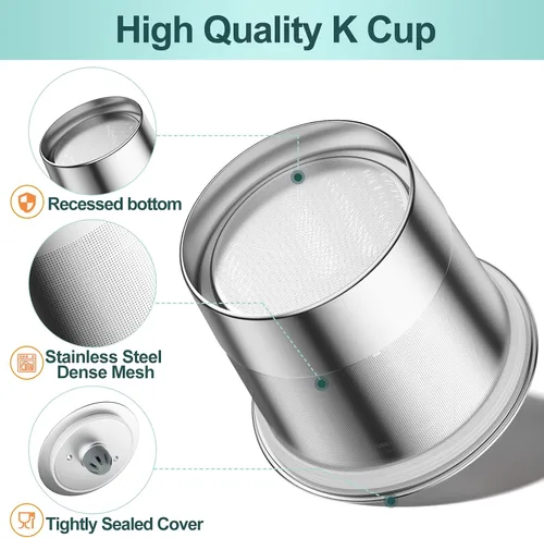 Vista 4 de RETHONE Cápsulas de café K Cup reutilizables, de acero inoxidable, K Cups reutilizables compatibles con cafeteras Keurig 1.0 y 2.0, K Cups