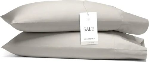 Vista 11 de BOLL & BRANCH Signature - Juego de fundas de almohada con dobladillo, estándar, color crema Algodón 100% orgánico de lujo, suave y transpirable