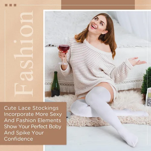 Vista 5 de Extra Long Socks Thigh High Cotton Socks Extra Long Knee Boot Stockings for Women