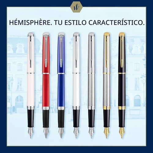 Vista 7 de Waterman - Pluma estilográfica negra con embellecedor dorado Hemisphere, Negro y Dorado