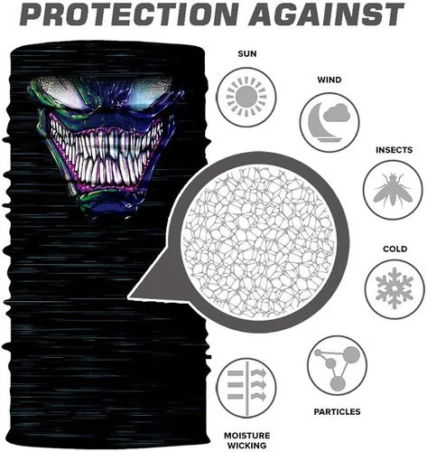 Vista 2 de Máscara de calavera pañuelo para el cuello gorro bufanda mágica diadema para protección de polvo sol y viento