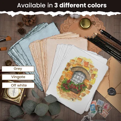 Vista 9 de LEATHER VILLAGE Papel de acuarela - 6 x 4 pulgadas - 25 hojas de papel de acuarela para dibujar, esbozar, pintar y manualidades - 150 GSM papel