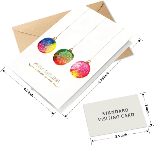 Vista 5 de easykart labels 54 Tarjetas navideñas surtidas con sobres y pegatinas de sellado, 3 diseños de temática navideña y festiva con efecto de hoja