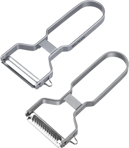 Vista 4 de Westmark Pelador con cuchillas dentadas de 2 filos, ideal para pelar tomate, kiwi, mango, pimientos y más, diestros y zurdos, acero inoxidable Hoja