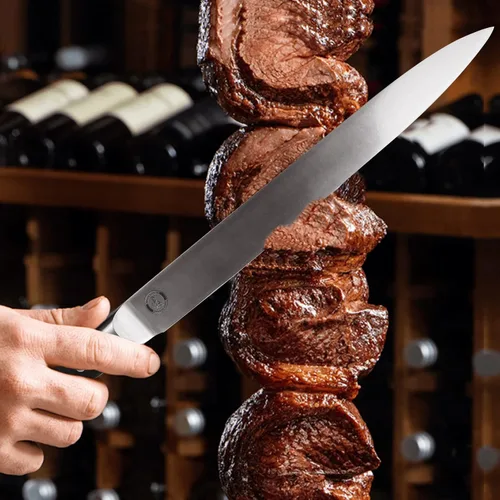 Vista 4 de Cuchillo de rebanar de 12 pulgadas – Cuchillo japonés para tallar carne y barbacoa para Turquía – Acero alemán de alto carbono – Pakka de gran