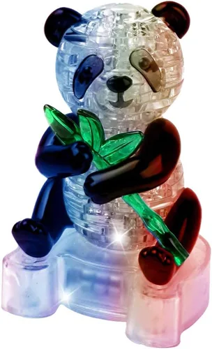 Vista 8 de Coolplay Rompecabezas de cristal 3D, regalos de panda, juguetes de escritorio con base iluminada, 58 piezas