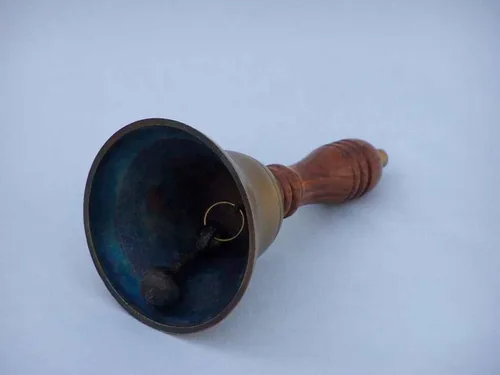 Vista 3 de Hampton Nautical Bl-2016-AN Campana de mano de decoración náutica, 7 pulgadas, latón antiguo