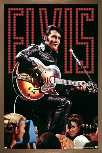 Vista 15 de Trends International Elvis Presley - Póster de pared de concierto 68, 14.72 x 22.37 pulgadas, versión enmarcada de madera de granero Versión