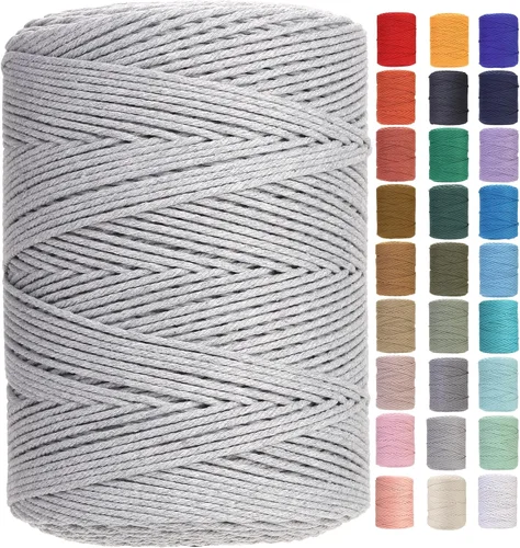 Vista 46 de Cuerda de macramé de 2 mm x 349 metros de cuerda de algodón natural para macramé, cuerda de macramé de color, cuerda de algodón suave, suministros