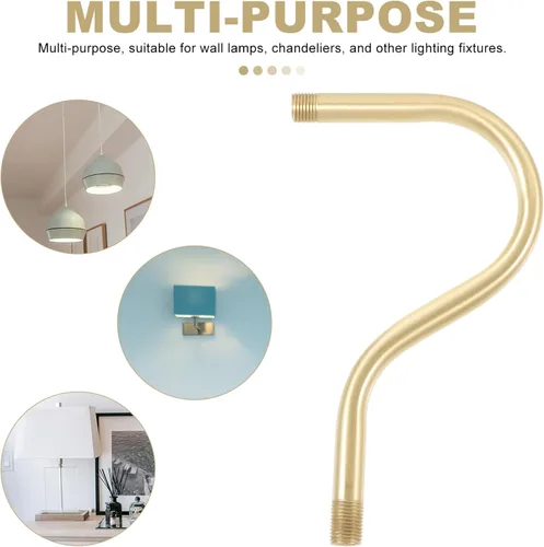 Vista 3 de Housoutil Robusto cobre M10 ahuecado curvado accesorio de luz Rod sellado acabado aceite para lámparas de pared