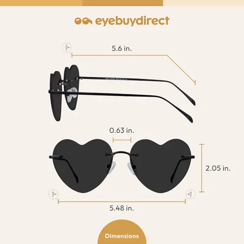 Vista 5 de EYEBUYDIRECT Heart Shaped Oversized Sunglasses, for Women and Men with Scratch-Resistant Lens Coating and UV Protection