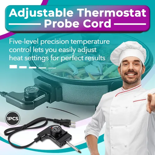 Vista 2 de Cable de sonda de termostato ajustable compatible con ahumadores Masterbuilt y planchas eléctricas, cable de alimentación de 15 A/125 V con control