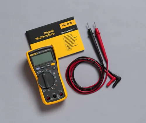 Vista 2 de Fluke 117 Multímetro digital, detección de voltaje CA sin contacto, mide resistencia/continuidad/frecuencia/capacitancia/mínimo máximo promedio